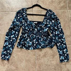 Abercrombie & Fitch Long Sleeve Sheer Twist-Front Top